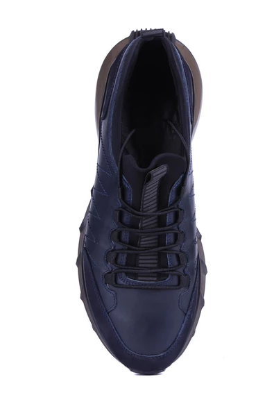 Fosco - Lacivert Hakiki Deri Erkek Air Taban Günlük Ayakkabı 9743 - 6956 - Resim 5