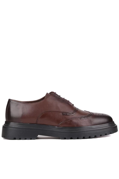 Shoetyle - Kahverengi Deri Bağcıklı Erkek Klasik Ayakkabı 250-400