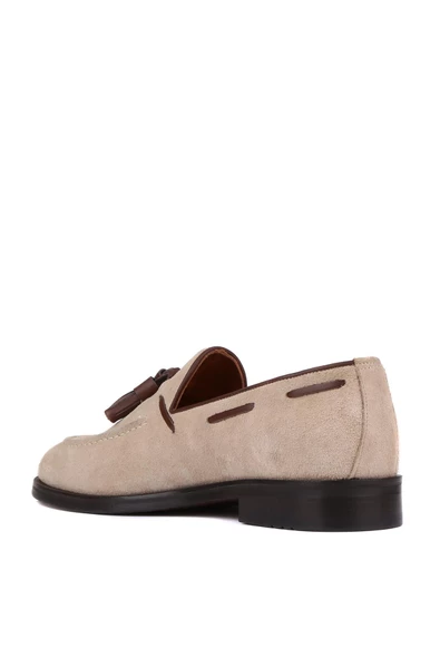 Shoetyle - Bej Süet Deri Püsküllü Erkek Klasik Ayakkabı 250-7951 - Resim 3
