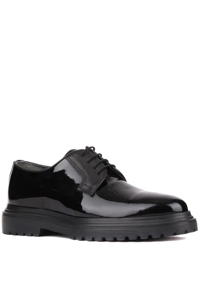 Shoetyle - Siyah Rugan Deri Bağcıklı Erkek Klasik Ayakkabı 250-2013 - Resim 2