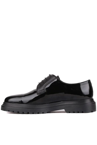 Shoetyle - Siyah Rugan Deri Bağcıklı Erkek Klasik Ayakkabı 250-2013 - Resim 3