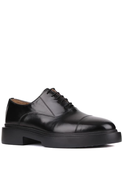 Shoetyle - Siyah Açma Deri Bağcıklı Erkek Klasik Ayakkabı 250-2014 - Resim 2