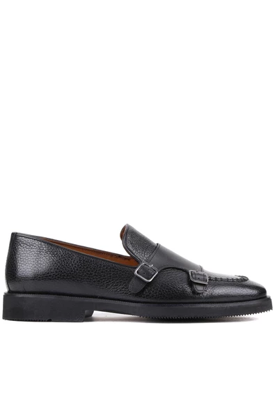 Shoetyle - Siyah Deri Tokalı Erkek Klasik Ayakkabı 250-2750