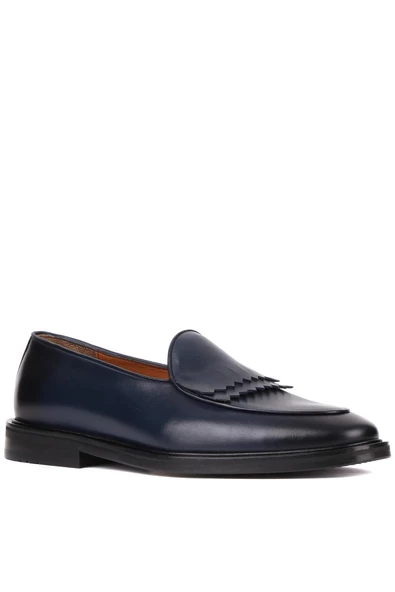 Shoetyle - Lacivert Deri Bağcıksız Erkek Günlük Ayakkabı 250-7510 - Resim 2