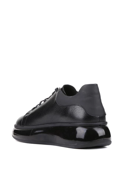 Shoetyle - Siyah Deri Bağcıklı Erkek Sneaker 250-1012 - Resim 4
