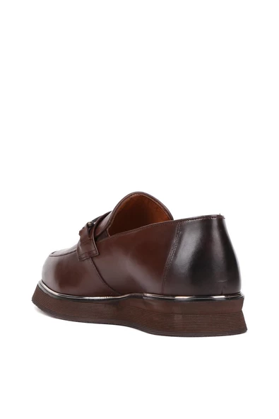 Shoetyle - Kahverengi Deri Bağcıksız Erkek Günlük Ayakkabı 250-3017 - Resim 5