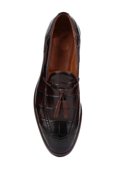 Shoetyle - Kahverengi Croco Deri Püsküllü Erkek Klasik Ayakkabı 250-7951 - 5