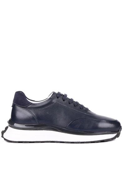 Shoetyle - Lacivert Deri Bağcıklı Erkek Günlük Ayakkabı 250-2518