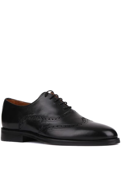 Shoetyle - Siyah Deri Bağcıklı Erkek Klasik Ayakkabı 250-450 - 2