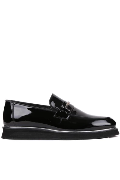 Shoetyle - Siyah Rugan Deri Bağcıksız Erkek Günlük Ayakkabı 250-3017 ürün görseli