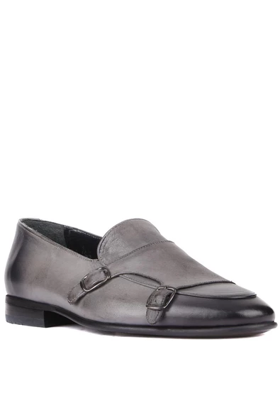 Shoetyle - Gri Deri Tokalı Erkek Klasik Ayakkabı 250-2300 - Resim 2