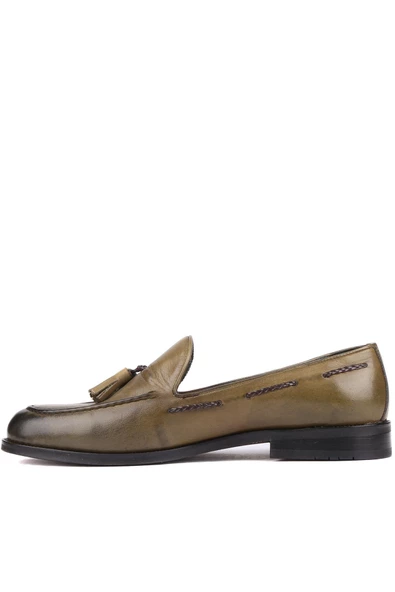Shoetyle - Haki Deri Püsküllü Erkek Klasik Ayakkabı 250-2250 - 3