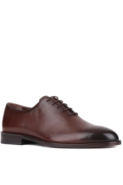 Shoetyle - Kahverengi Deri Bağcıklı Erkek Klasik Ayakkabı 250-5001 - Resim 2