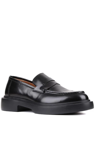 Shoetyle - Siyah Açma Deri Bağcıksız Erkek Klasik Ayakkabı 250-2375 - 2