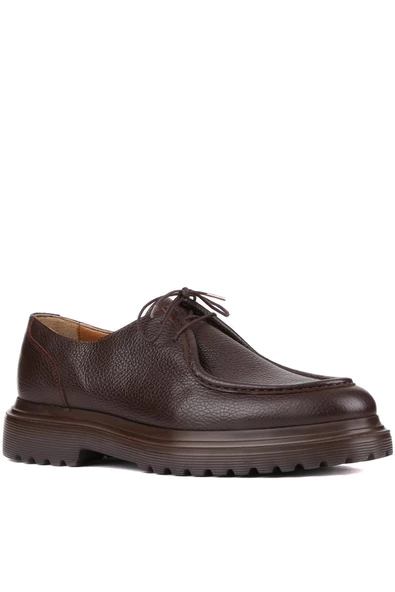 Shoetyle - Kahverengi Deri Bağcıklı Erkek Günlük Ayakkabı 250-1617 - Resim 2