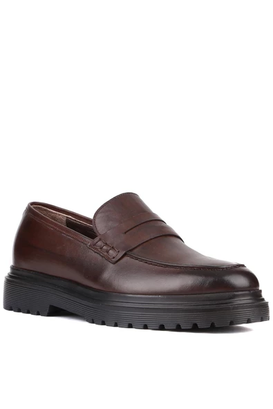 Shoetyle - Kahverengi Deri Erkek Klasik Ayakkabı 250-2371 - 2