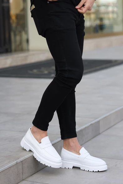 Shoetyle - Beyaz Deri Bağcıksız Erkek Günlük Ayakkabı 101-9069 - Resim 5