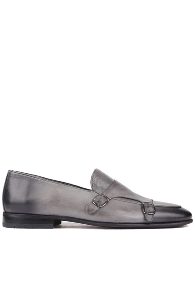 Shoetyle - Gri Deri Tokalı Erkek Klasik Ayakkabı 250-2300 ürün görseli