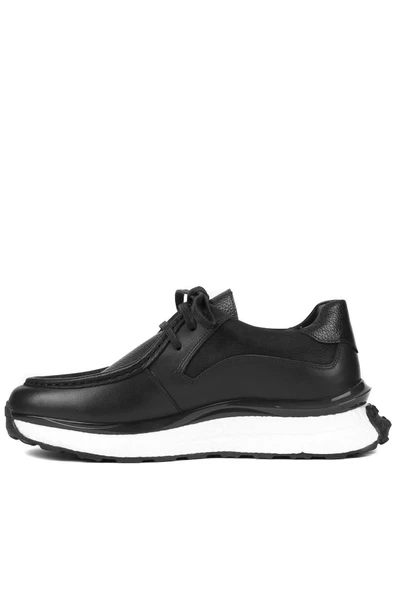 Shoetyle - Siyah Deri Bağcıklı Erkek Günlük Ayakkabı 250-2416 - 8