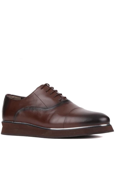 Shoetyle - Kahverengi Deri Bağcıklı Erkek Klasik Ayakkabı 250-2030 - 2