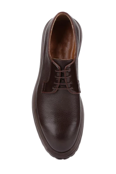 Shoetyle - Kahverengi Deri Bağcıklı Erkek Klasik Ayakkabı 250-2013 - Resim 5