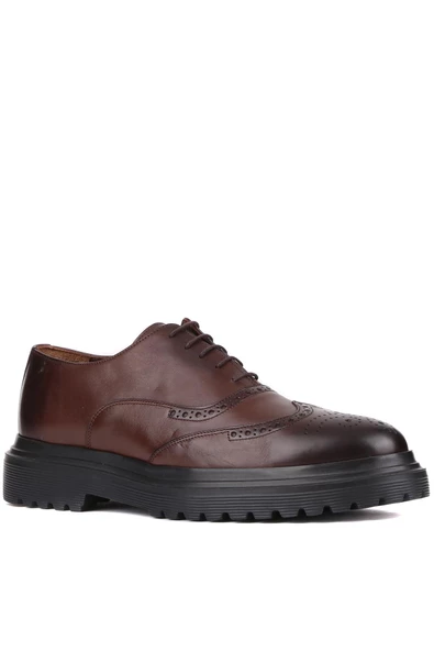 Shoetyle - Kahverengi Deri Bağcıklı Erkek Klasik Ayakkabı 250-400 - 2