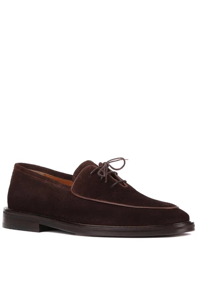 Shoetyle - Kahverengi Süet Bağcıklı Erkek Klasik Ayakkabı 250-7511 - Resim 2