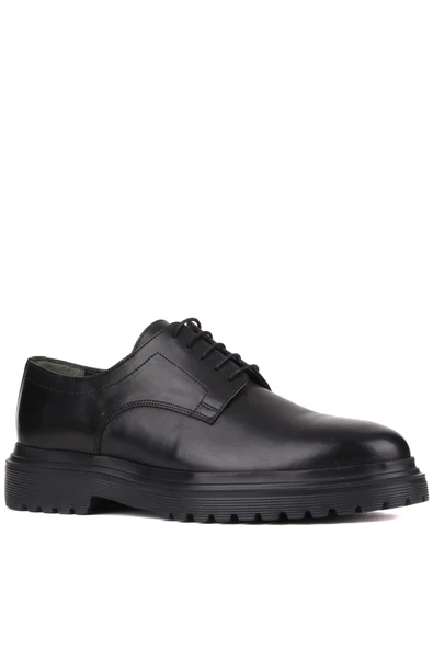 Shoetyle - Siyah Deri Bağcıklı Erkek Klasik Ayakkabı 250-2013 - Resim 2