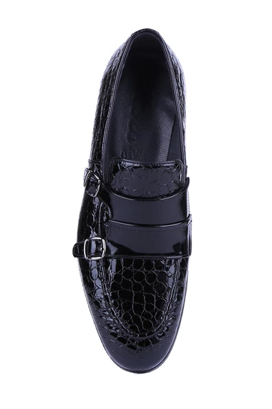 Fosco - Siyah Kroko Rugan Hakiki Deri Erkek Günlük Ayakkabı 2520 - 6934 - Resim 5