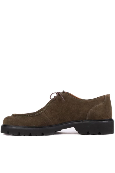 Shoetyle - Haki Süet Deri Bağcıklı Erkek Günlük Ayakkabı 250-1617 - Resim 3