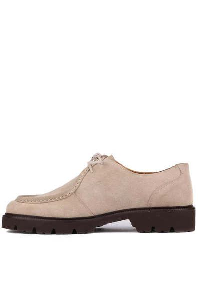 Shoetyle - Bej Süet Deri Bağcıklı Erkek Günlük Ayakkabı 250-1617 - Resim 3