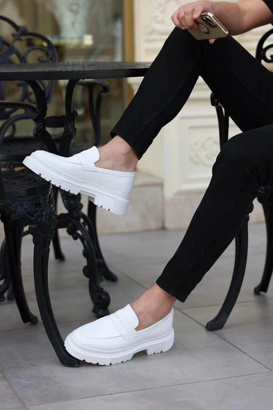 Shoetyle - Beyaz Deri Bağcıksız Erkek Günlük Ayakkabı 101-9069 - Resim 2