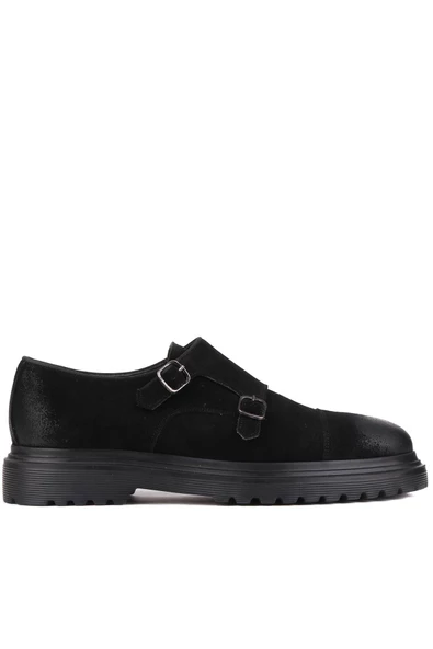 Shoetyle - Siyah Süet Tokalı Erkek Klasik Ayakkabı 250-2379