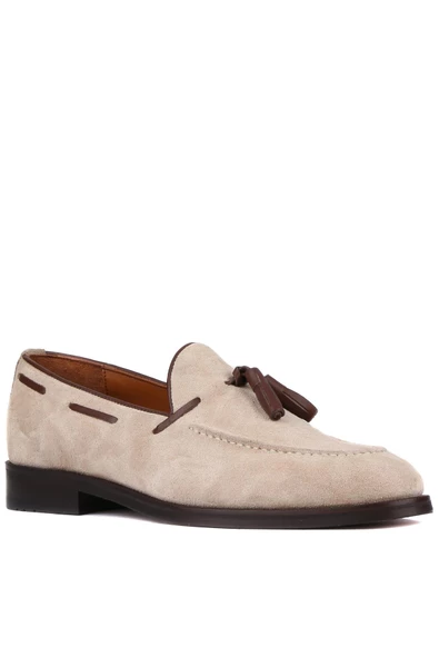 Shoetyle - Bej Süet Deri Püsküllü Erkek Klasik Ayakkabı 250-7951 - Resim 2