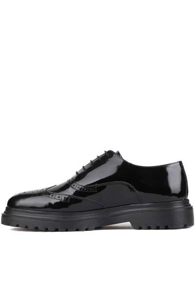 Shoetyle - Siyah Rugan Deri Bağcıklı Erkek Klasik Ayakkabı 250-400 - Resim 3