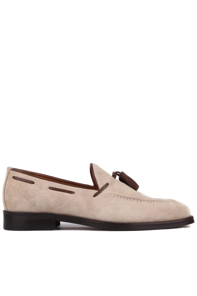 Shoetyle - Bej Süet Deri Püsküllü Erkek Klasik Ayakkabı 250-7951 ürün görseli