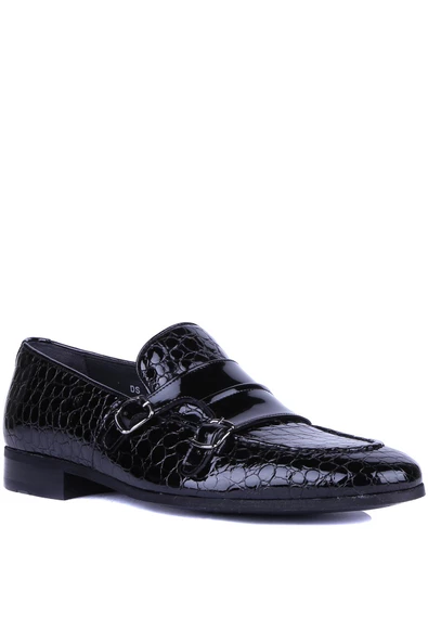 Fosco - Siyah Kroko Rugan Hakiki Deri Erkek Günlük Ayakkabı 2520 - 6934 - Resim 2