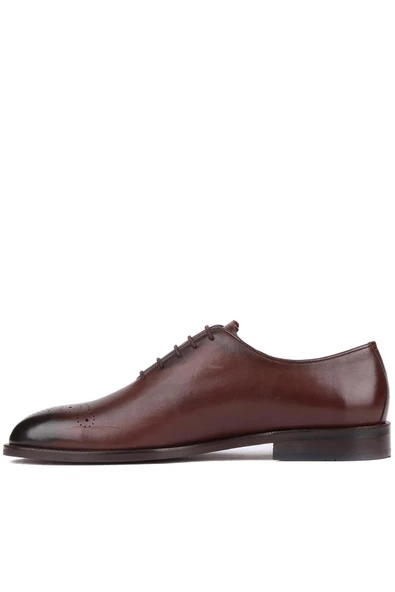 Shoetyle - Kahverengi Deri Bağcıklı Erkek Klasik Ayakkabı 250-5001 - Resim 3