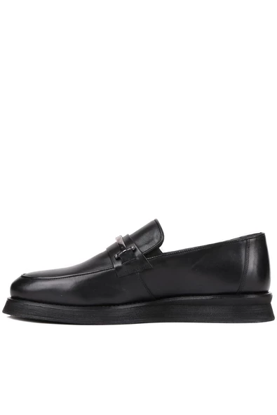 Shoetyle - Siyah Deri Bağcıksız Erkek Günlük Ayakkabı 250-3017 - Resim 3