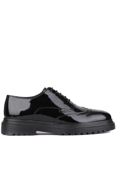 Shoetyle - Siyah Rugan Deri Bağcıklı Erkek Klasik Ayakkabı 250-400 ürün görseli