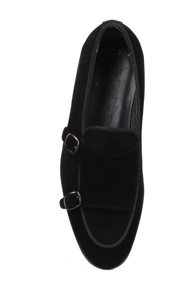 Shoetyle - Siyah Süet Deri Tokalı Erkek Klasik Ayakkabı 250-2300 - Resim 5