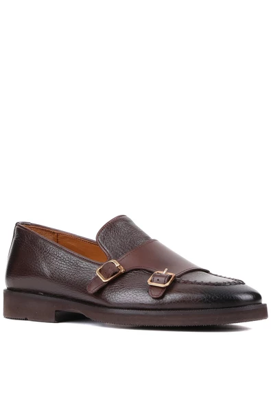 Shoetyle - Kahverengi Deri Tokalı Erkek Klasik Ayakkabı 250-2750 - 2