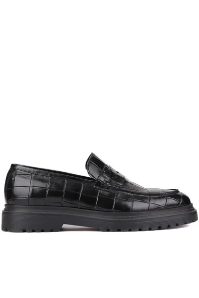 Shoetyle - Siyah Croco Deri Eva Taban Erkek Klasik Ayakkabı 250-2371
