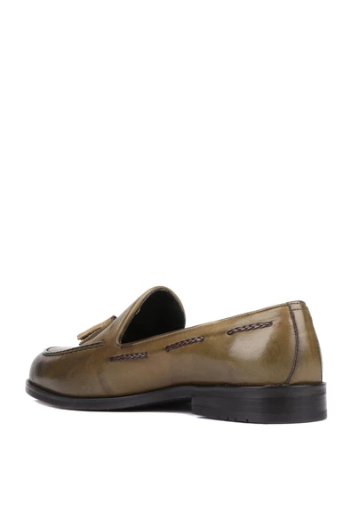 Shoetyle - Haki Deri Püsküllü Erkek Klasik Ayakkabı 250-2250 - 4