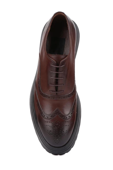 Shoetyle - Kahverengi Deri Bağcıklı Erkek Klasik Ayakkabı 250-400 - 5