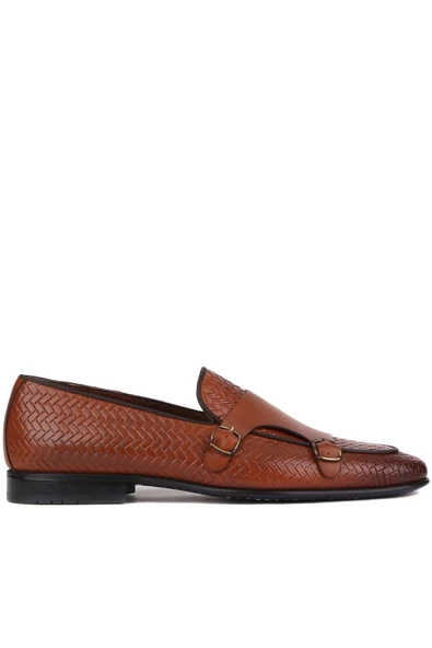 Shoetyle - Taba Deri Tokalı Erkek Klasik Ayakkabı 250-2300