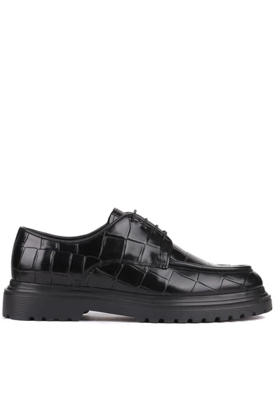 Shoetyle - Siyah Croco Deri Bağcıklı Erkek Günlük Ayakkabı 250-1615 ürün görseli