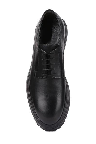 Shoetyle - Siyah Deri Bağcıklı Erkek Klasik Ayakkabı 250-2013 - Resim 5