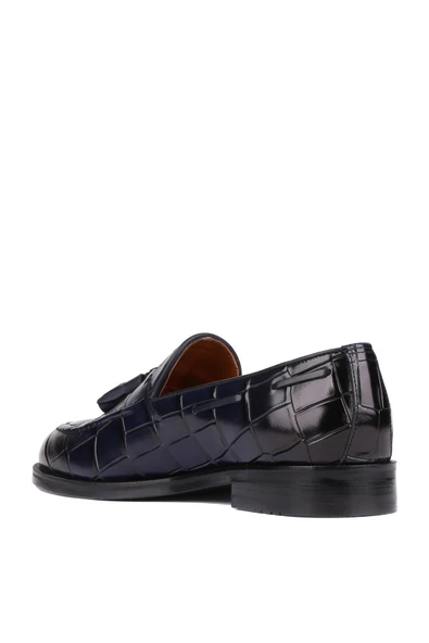 Shoetyle - Lacivert Croco Deri Püsküllü Erkek Klasik Ayakkabı 250-7951 - 4