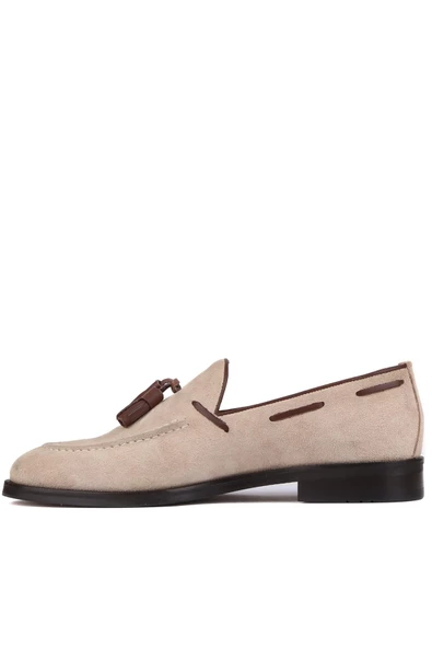 Shoetyle - Bej Süet Deri Püsküllü Erkek Klasik Ayakkabı 250-7951 - Resim 4